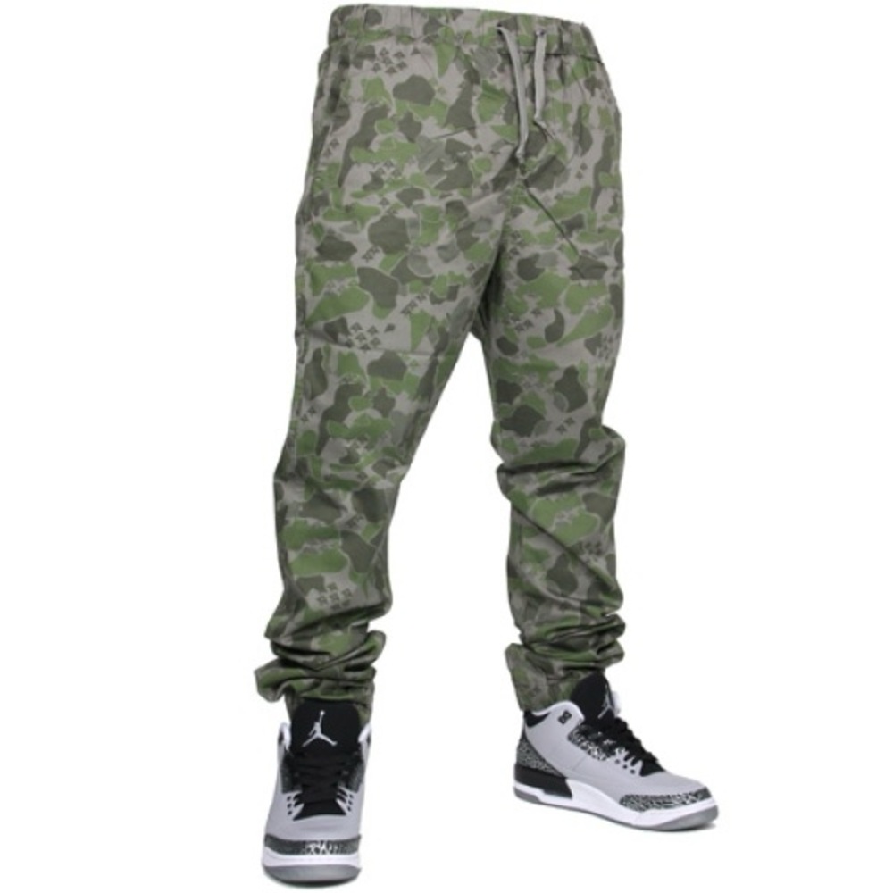 LRG Green and Gray Camouflage Joggers